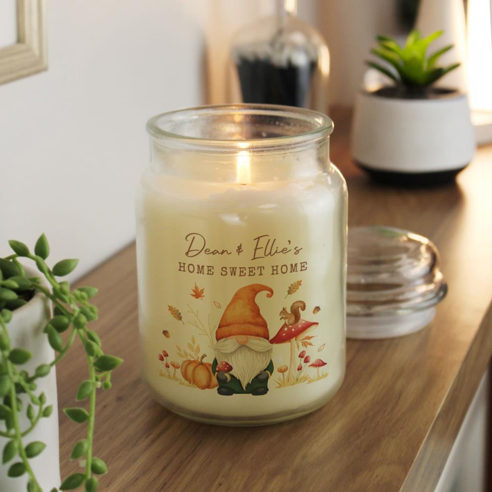 Personalised Autumn Gonk Large Jar Candle Extra Image 2